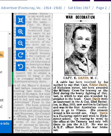 Capt E.Davis newspaper article